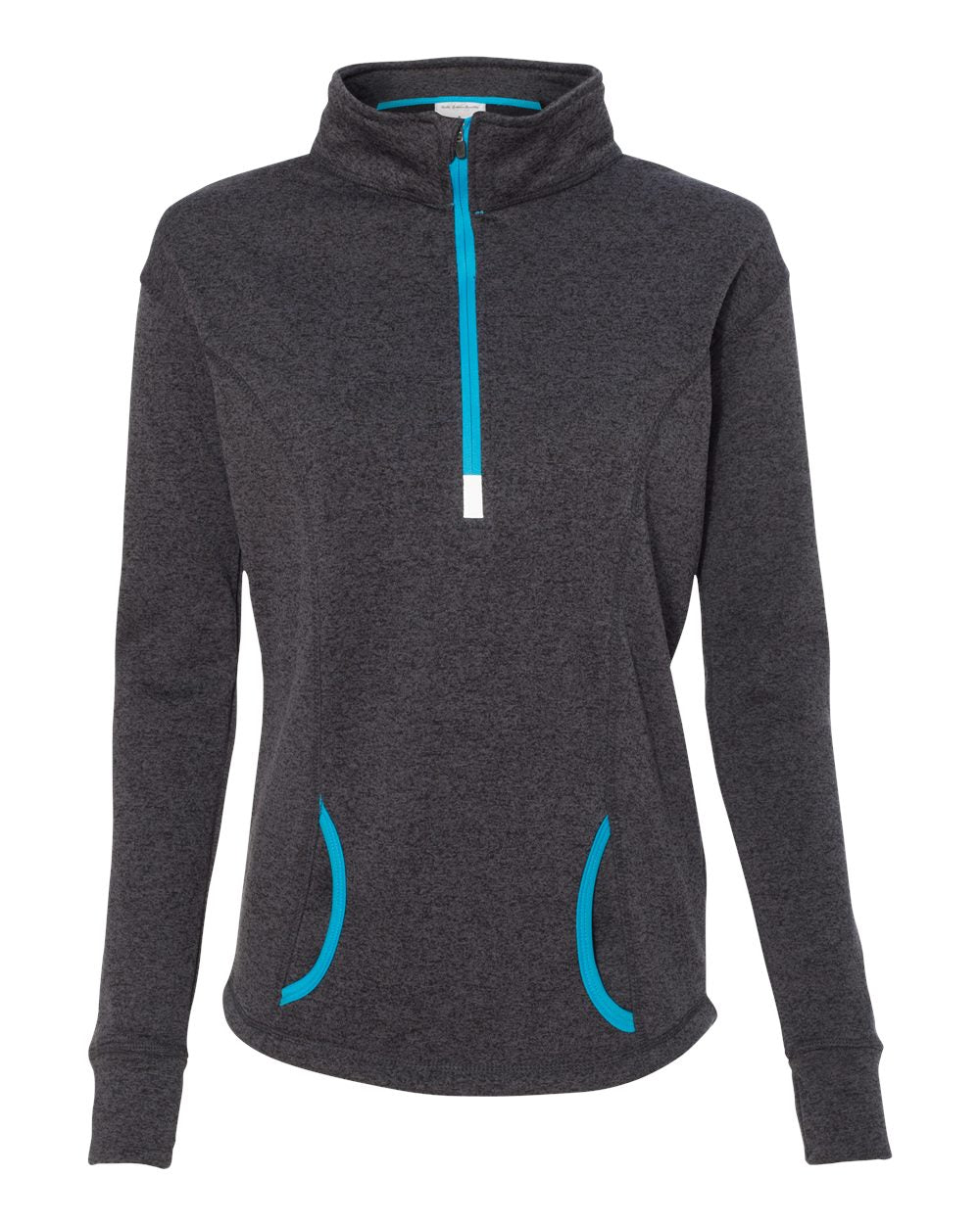 Women's Cosmic Fleece Quarter-Zip Pullover - Front - B24628343 - Onyx Fleck/ Electric Blue