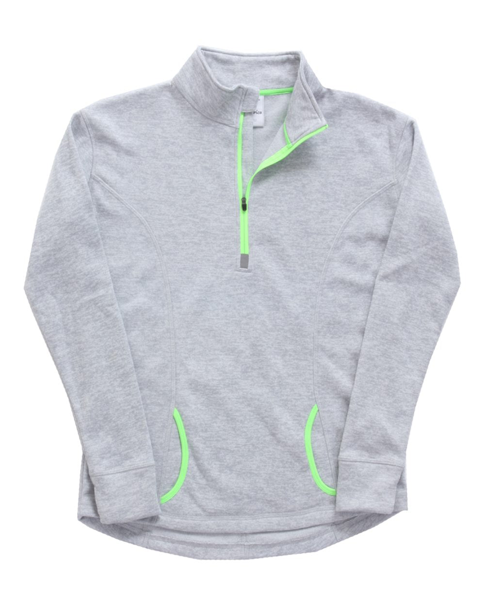 Women's Cosmic Fleece Quarter-Zip Pullover - Front - B24628353 - Ice Fleck/ Neon Green
