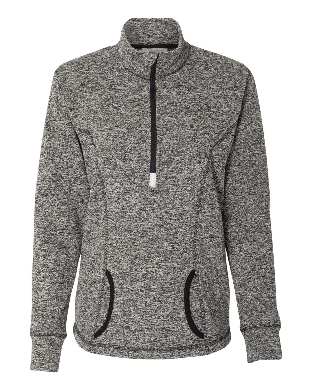 Women's Cosmic Fleece Quarter-Zip Pullover - Front - B24628503 - Charcoal Fleck/ Black