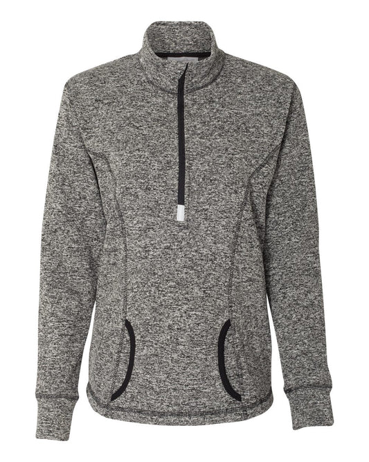 Women's Cosmic Fleece Quarter-Zip Pullover - Front - B24628503 - Charcoal Fleck/ Black