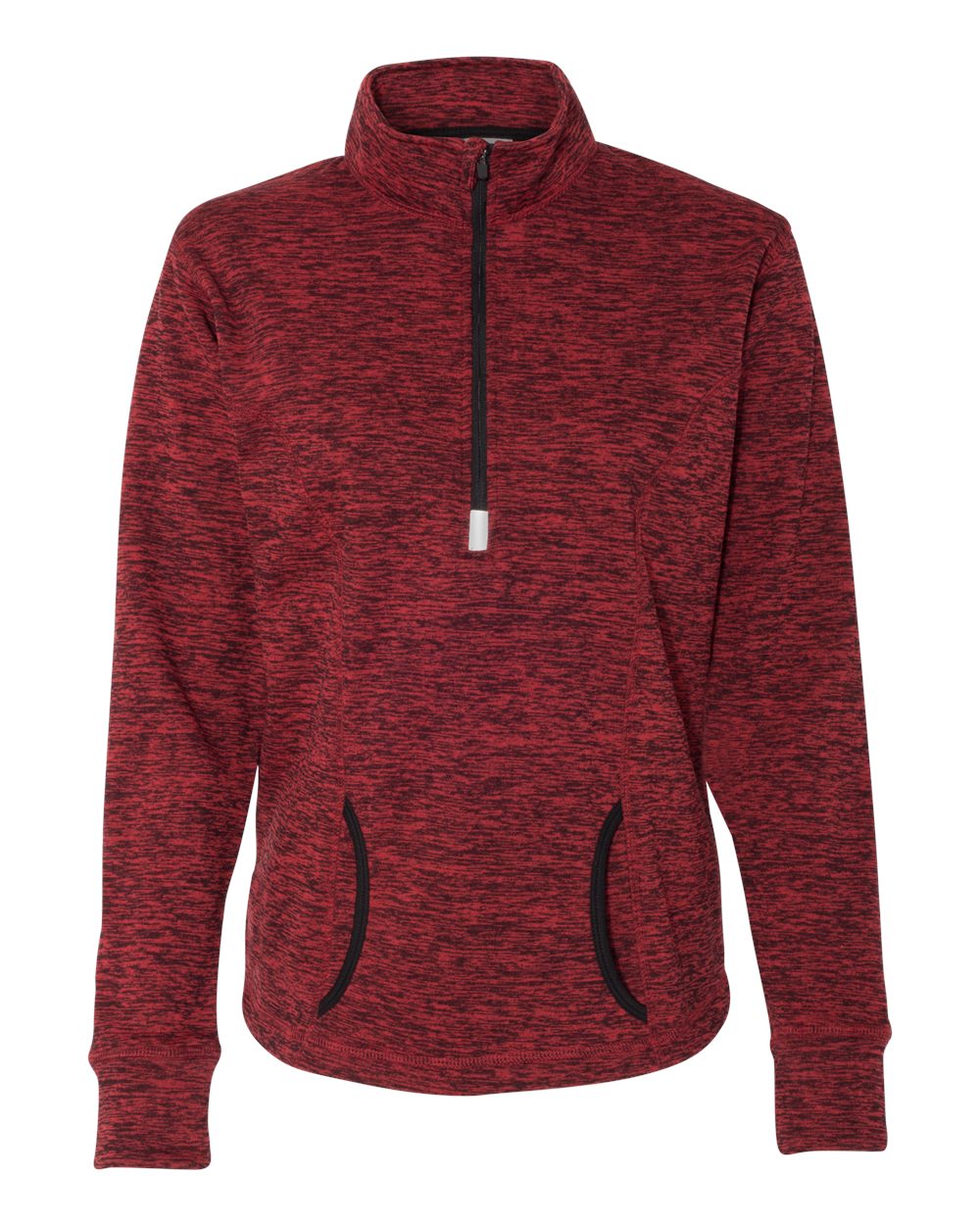 Women's Cosmic Fleece Quarter-Zip Pullover - Front - B24628703 - Red Fleck/ Black