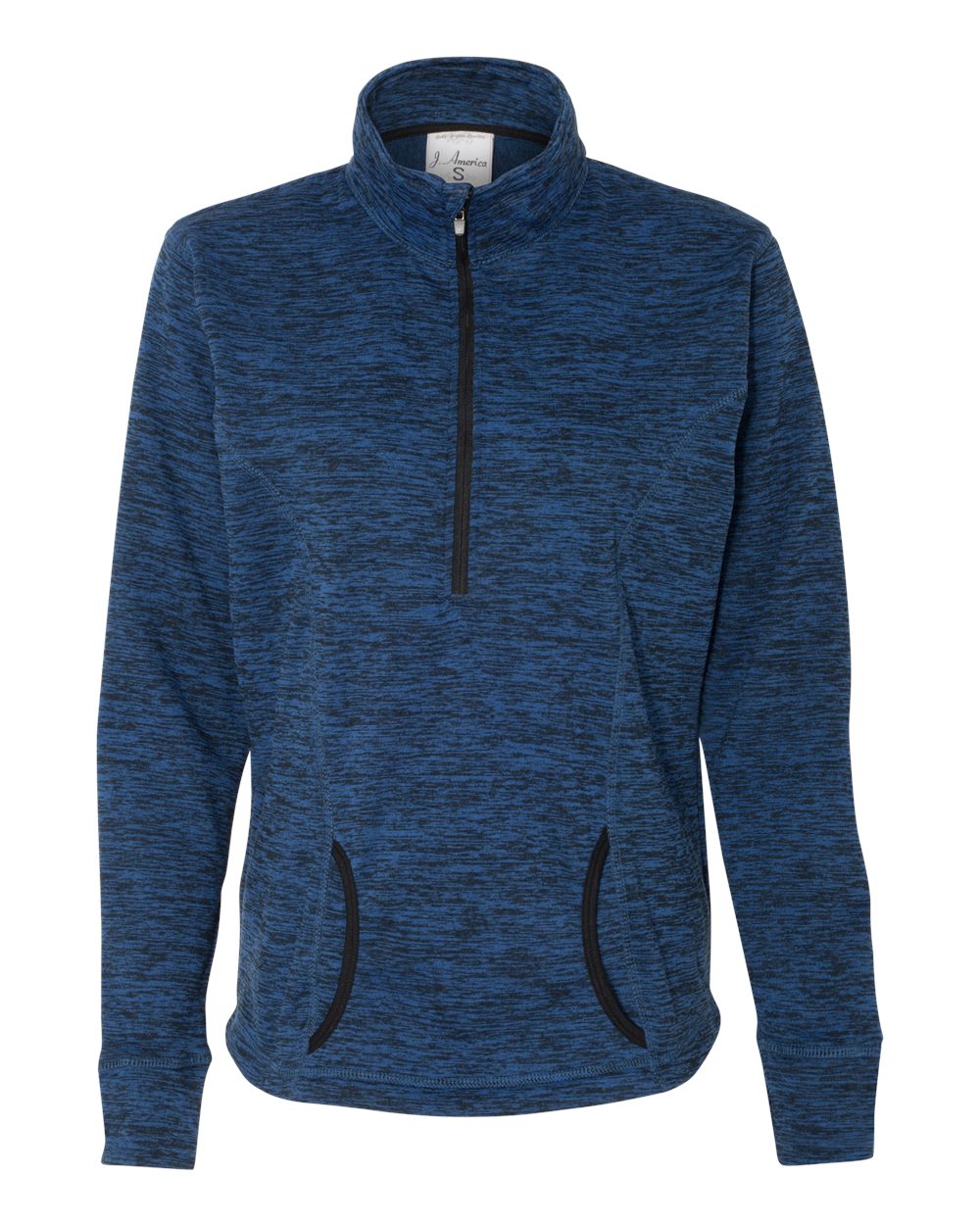 Women's Cosmic Fleece Quarter-Zip Pullover - Front - B24628753 - Royal Fleck/ Black