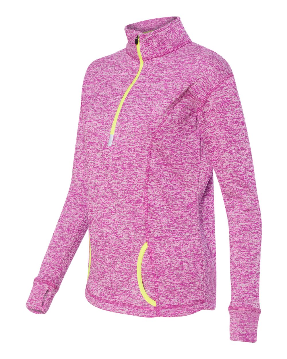 Women's Cosmic Fleece Quarter-Zip Pullover - Side - B24628143 - Magenta/ Neon Yellow