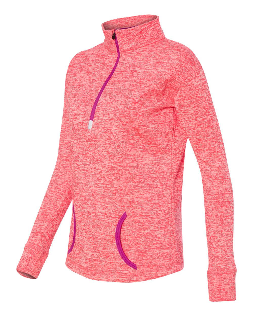 Women's Cosmic Fleece Quarter-Zip Pullover - Side - B24628273 - Fire Coral/ Magenta