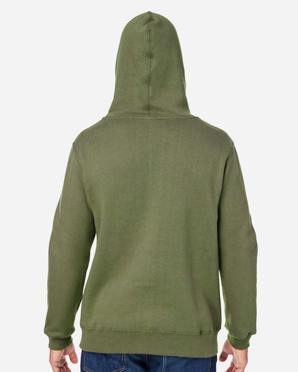 Men's Premium Hooded Sweatshirt - OnModelBack - B22228642 - Military Green