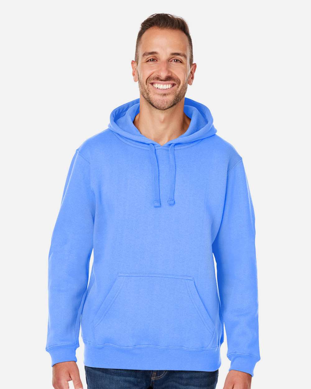 Men's Premium Hooded Sweatshirt - OnModelFront - B22228262 - Carolina Blue