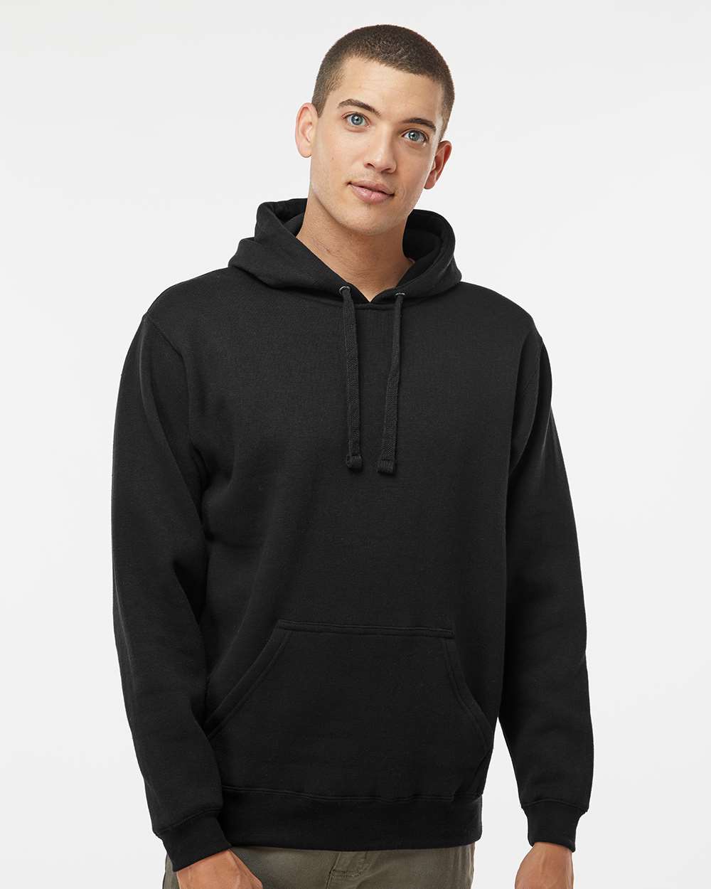 Men's Premium Hooded Sweatshirt - OnModelFront - B22228503 - Black