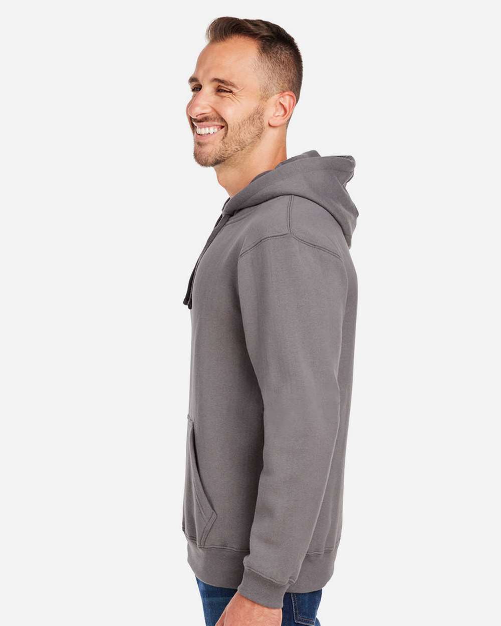 Men's Premium Hooded Sweatshirt - OnModelSide - B22228132 - Fossil