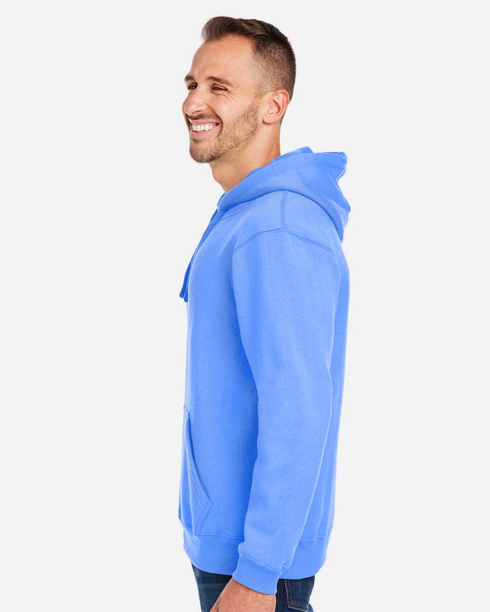 Men's Premium Hooded Sweatshirt - OnModelSide - B22228262 - Carolina Blue
