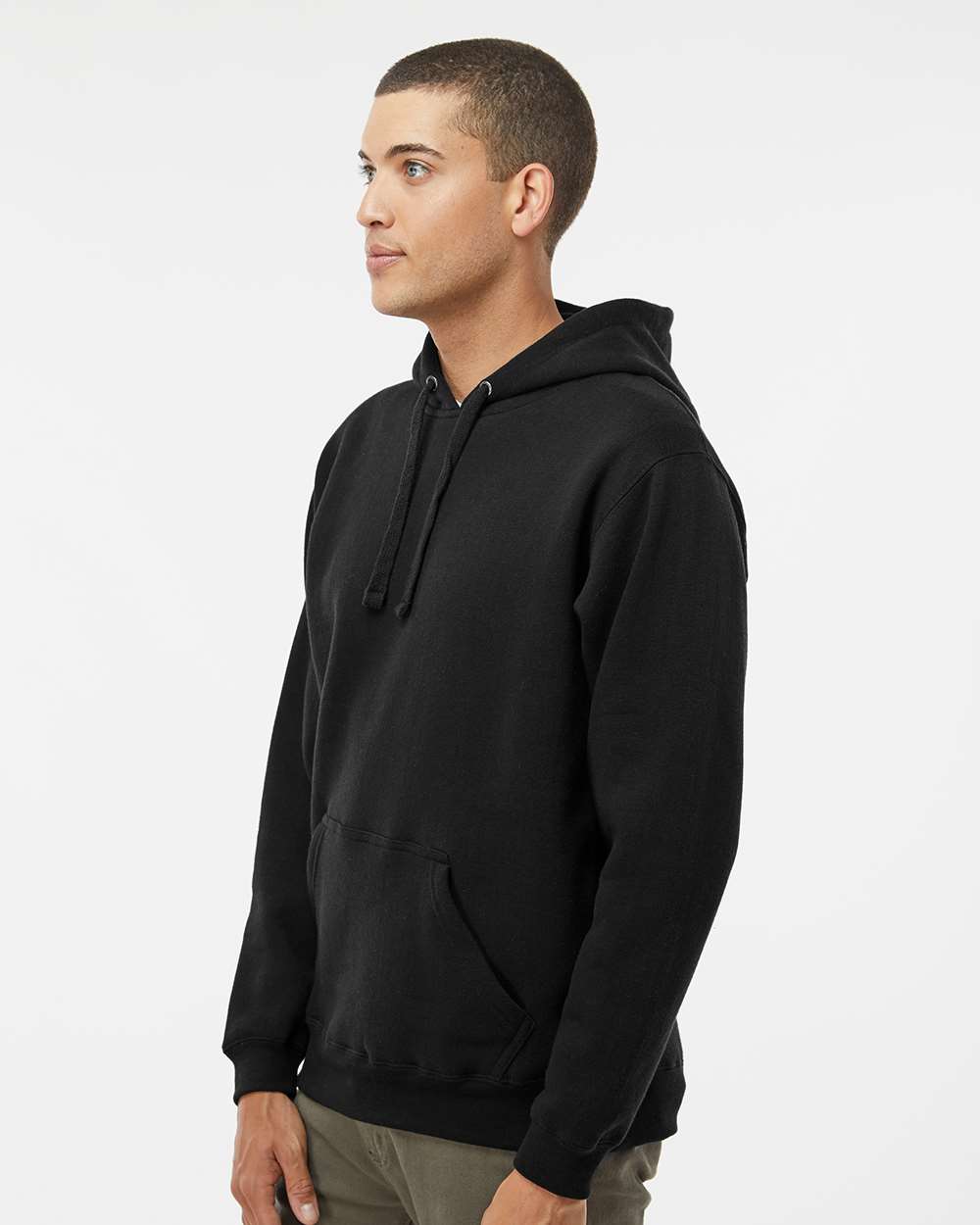Men's Premium Hooded Sweatshirt - OnModelSide - B22228503 - Black