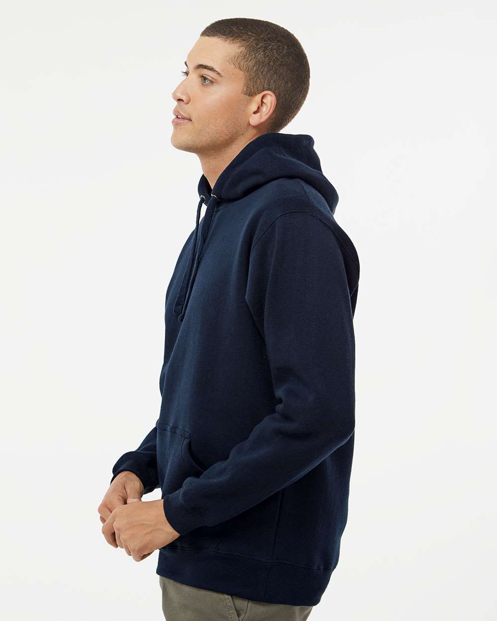 Men's Premium Hooded Sweatshirt - OnModelSide - B22228653 - Navy