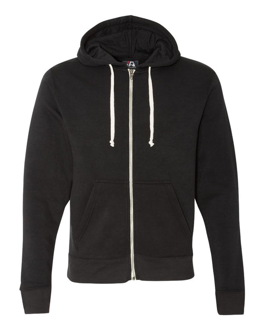 Men's Triblend Full-Zip Hooded Sweatshirt - Front - B23728502 - Black Solid