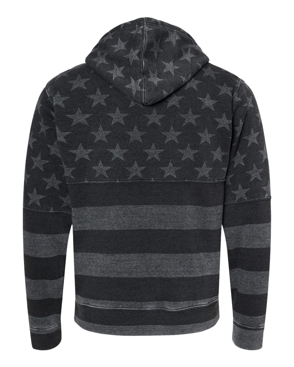Men's Triblend Fleece Hooded Sweatshirt - Back - B23628442 - Black Stars & Stripes Triblend