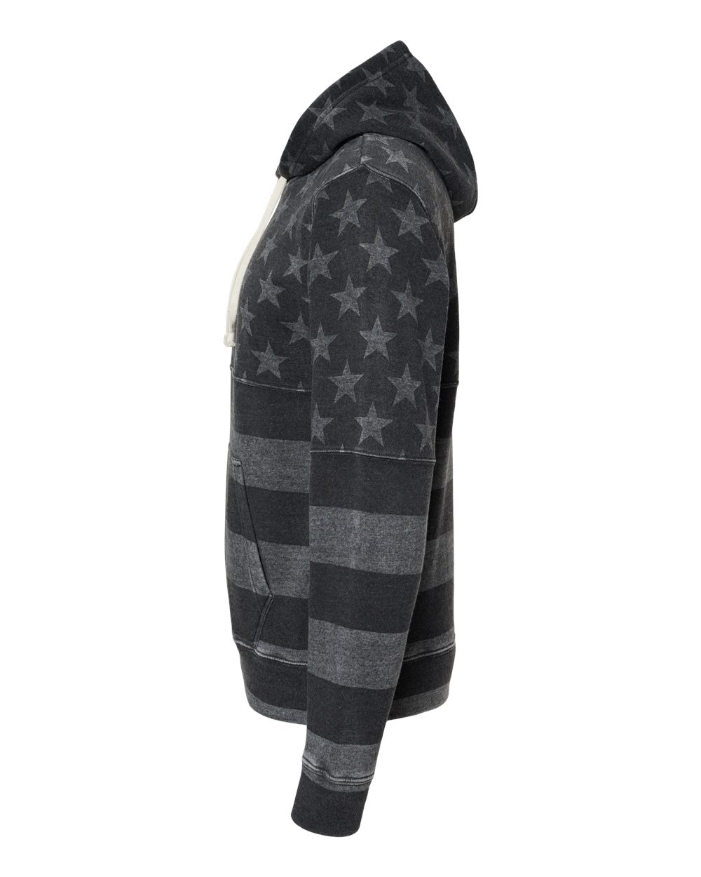 Men's Triblend Fleece Hooded Sweatshirt - DirectSide - B23628442 - Black Stars & Stripes Triblend