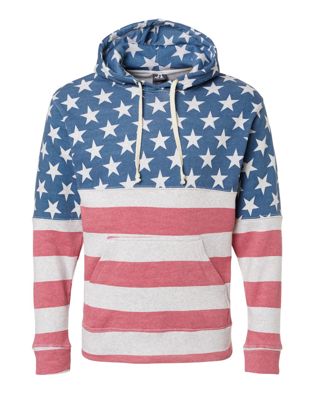 Men's Triblend Fleece Hooded Sweatshirt - Front - B23628452 - Stars & Stripes Triblend