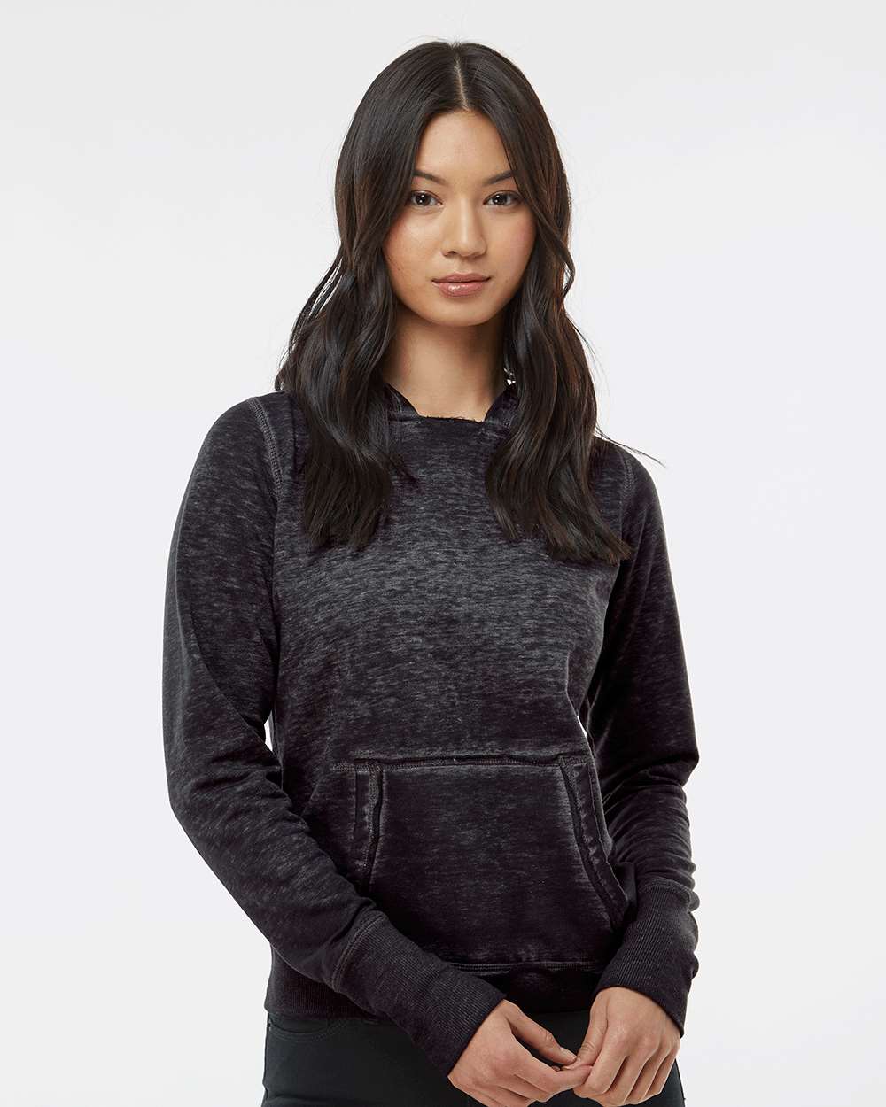 Women's Zen Fleece Hooded Sweatshirt - OnModelFront - B20328502 - Twisted Black