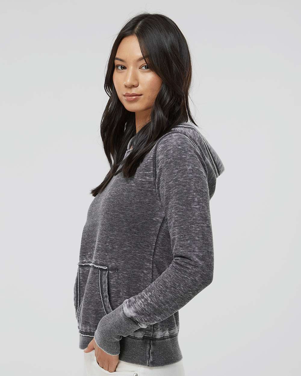 Women's Zen Fleece Hooded Sweatshirt - OnModelSide - B20328132 - Dark Smoke