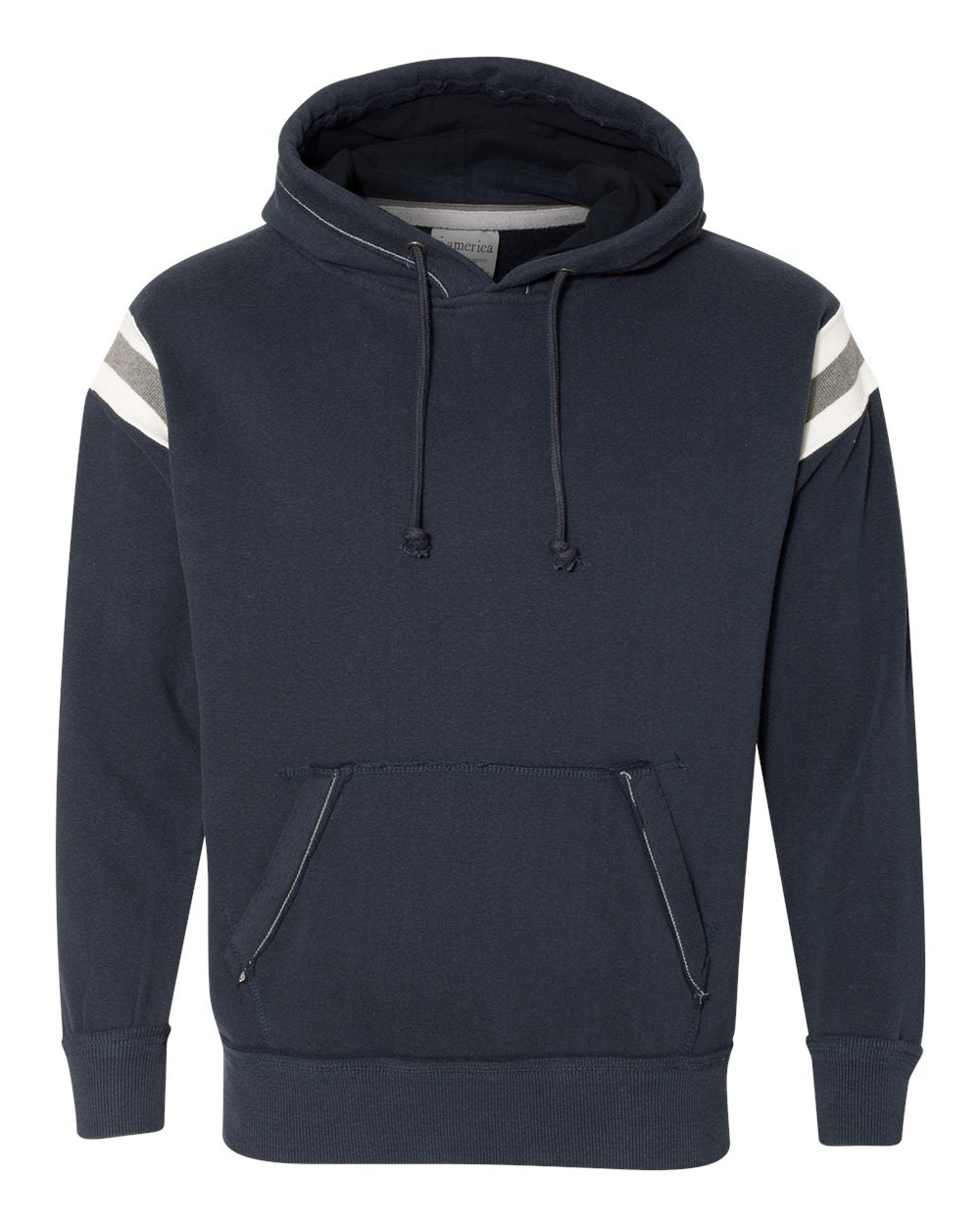 Men's Vintage Athletic Hooded Sweatshirt - Front - B84028653 - Vintage Navy