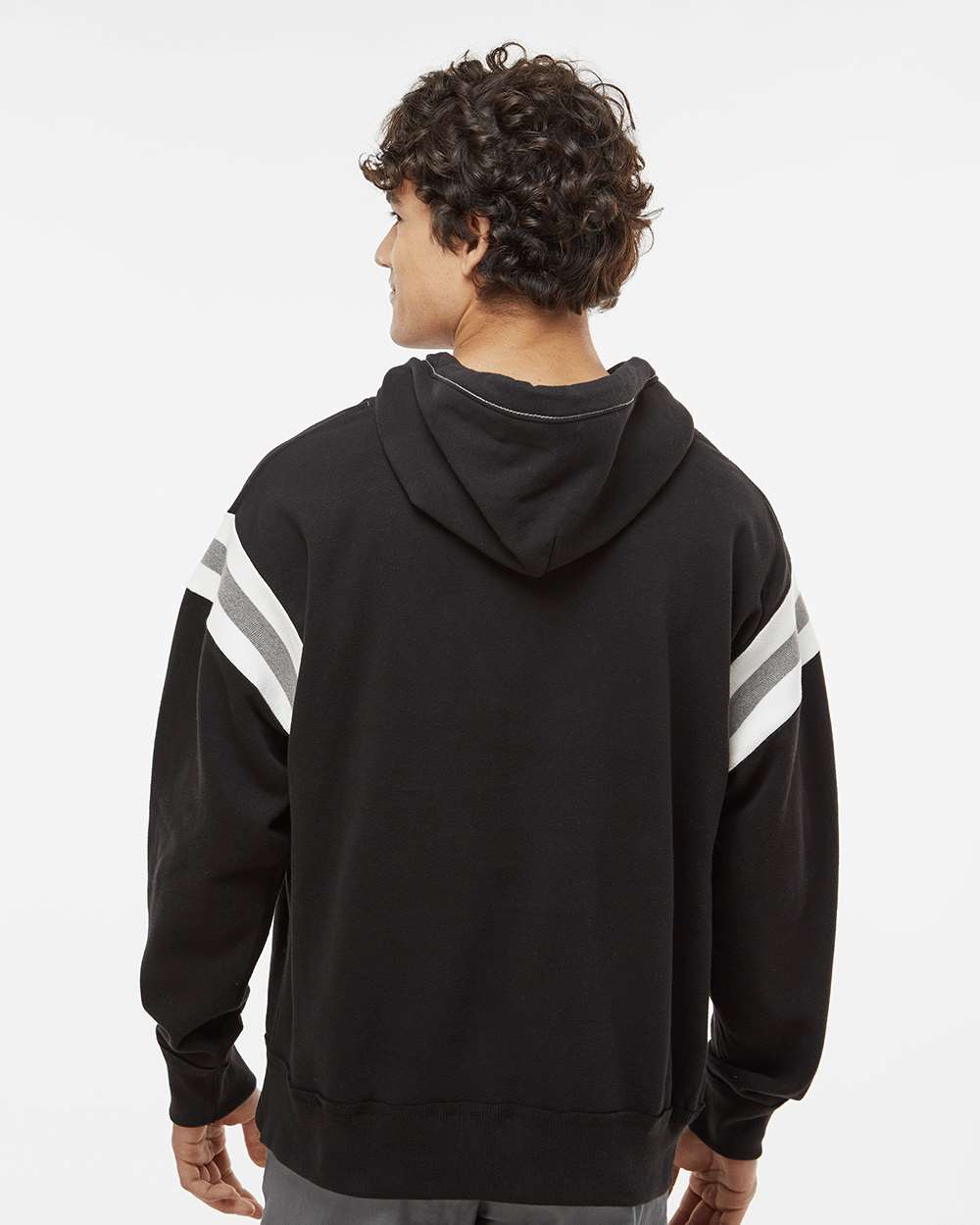 Men's Vintage Athletic Hooded Sweatshirt - OnModelBack - B84028503 - Black