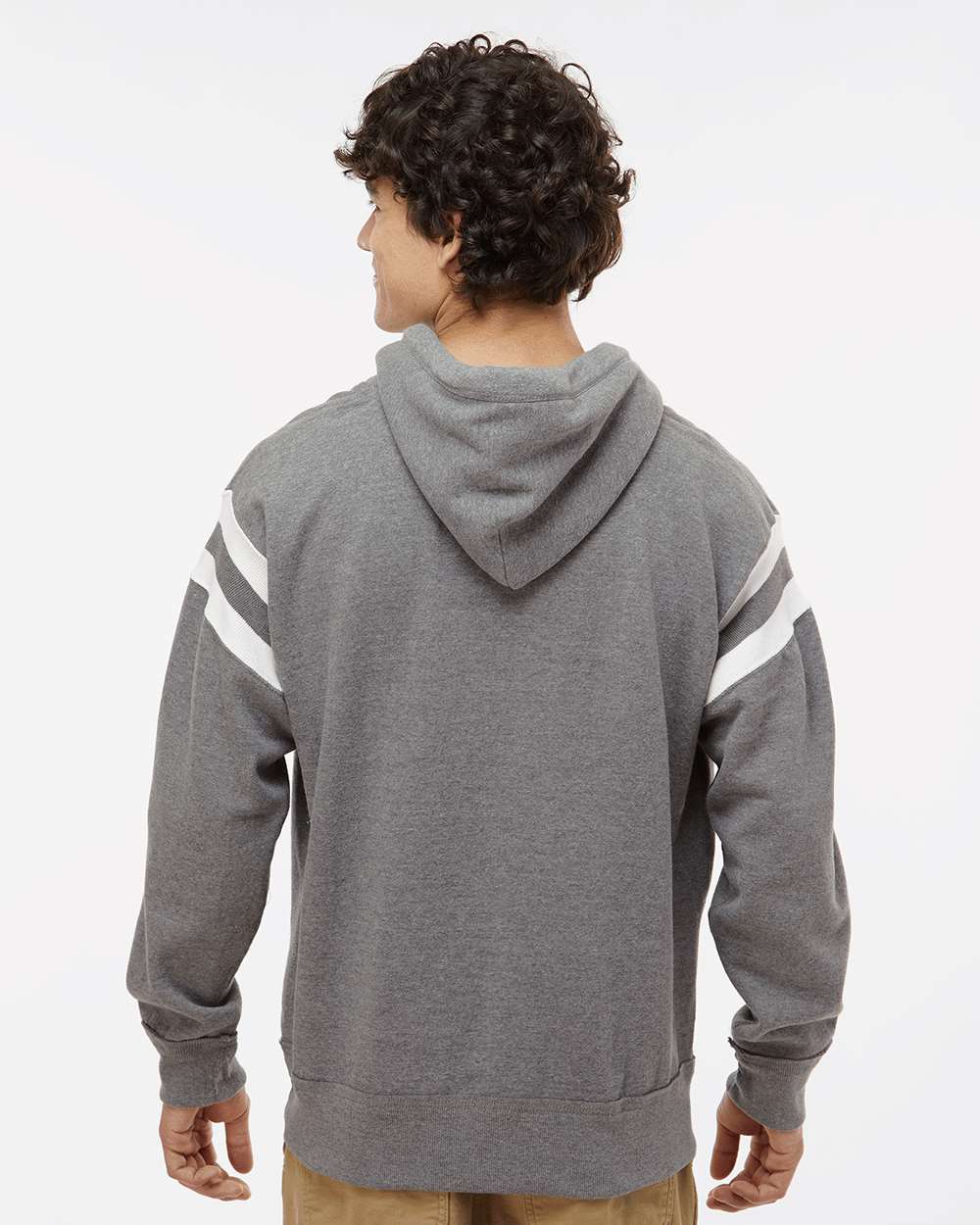 Men's Vintage Athletic Hooded Sweatshirt - OnModelBack - B84028513 - Smoke Heather