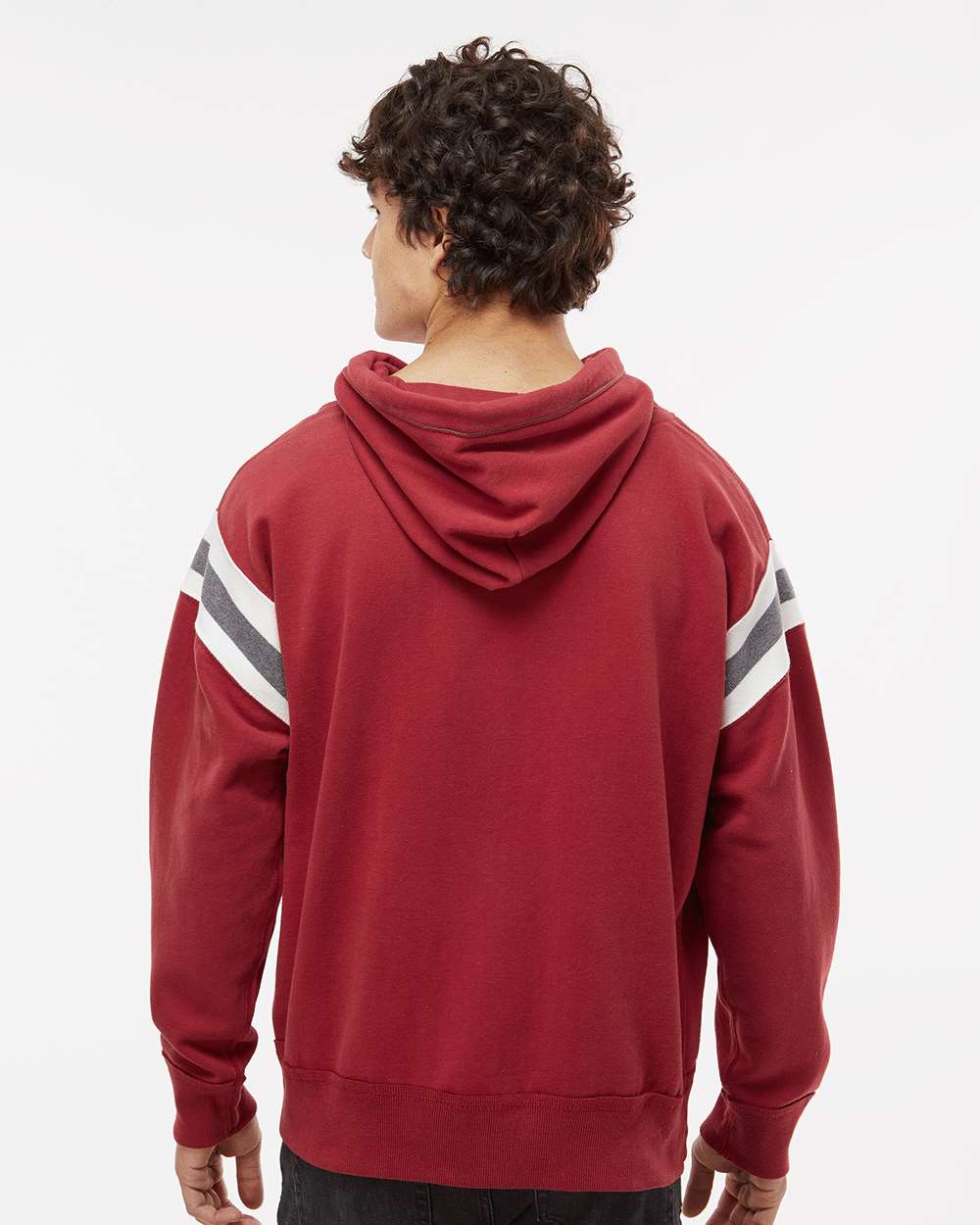 Men's Vintage Athletic Hooded Sweatshirt - OnModelBack - B84028703 - Simply Red