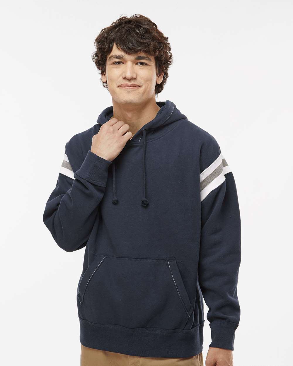 Men's Vintage Athletic Hooded Sweatshirt - OnModelFront - B84028653 - Vintage Navy