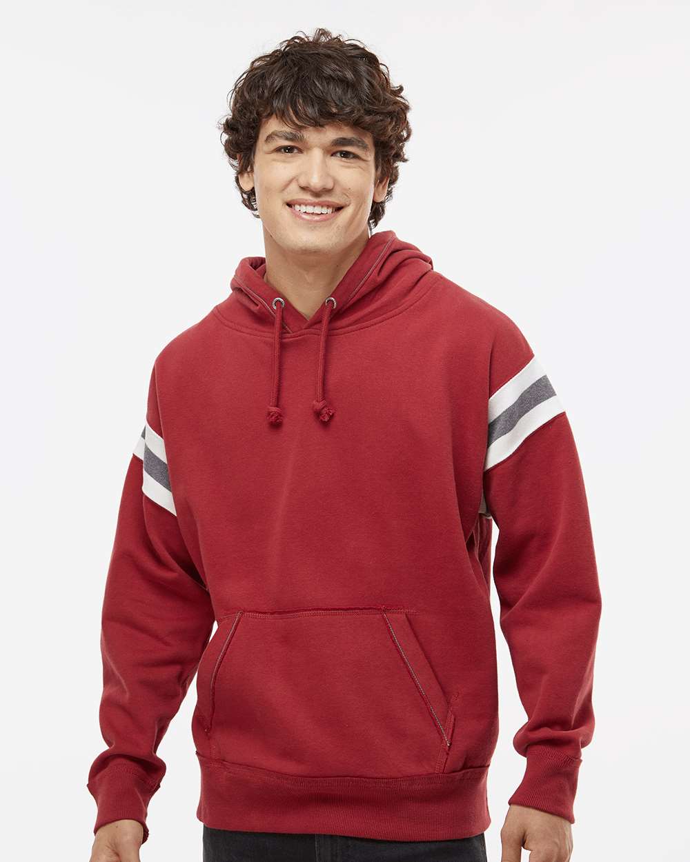 Men's Vintage Athletic Hooded Sweatshirt - OnModelFront - B84028703 - Simply Red