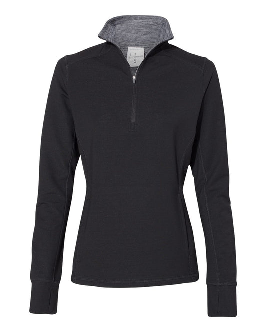 Women’s Omega Stretch Quarter-Zip Pullover - Front - B84128503 - Black Triblend