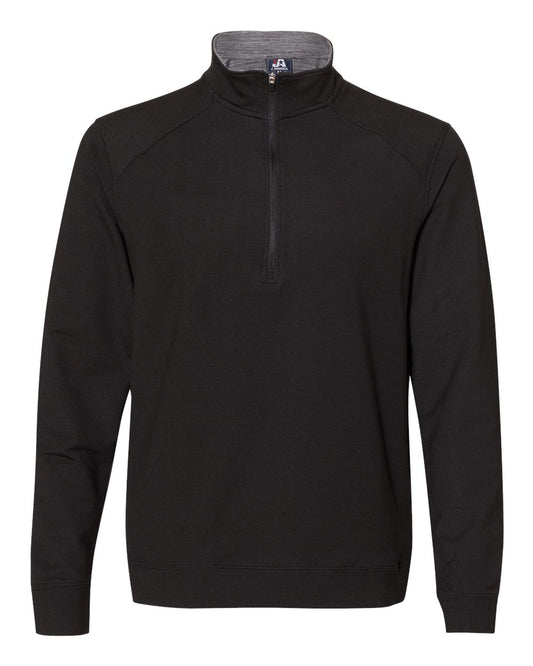 Men's Omega Stretch Quarter-Zip Pullover - Front - B84228503 - Black Triblend