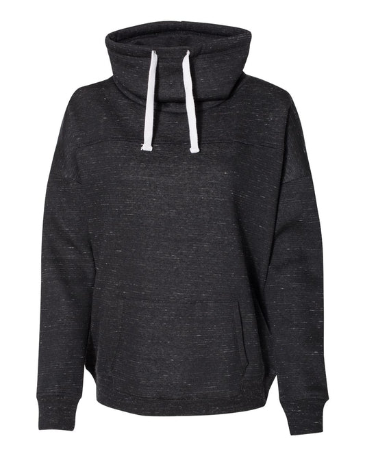 Women’s Mélange Fleece Cowl Neck Sweatshirt - Front - B84628503 - Black