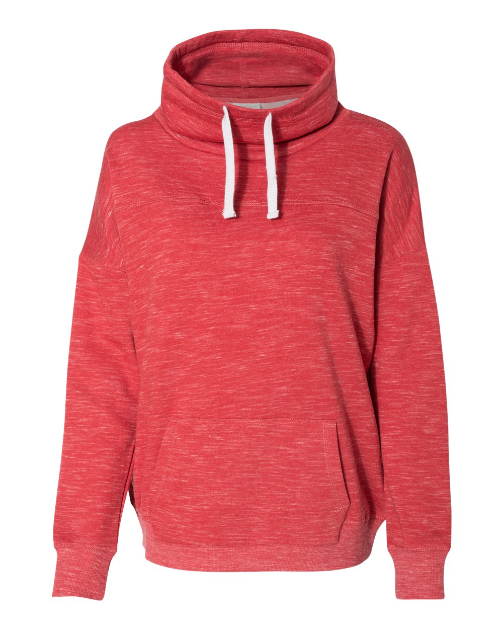 Women’s Mélange Fleece Cowl Neck Sweatshirt - Front - B84628703 - Red