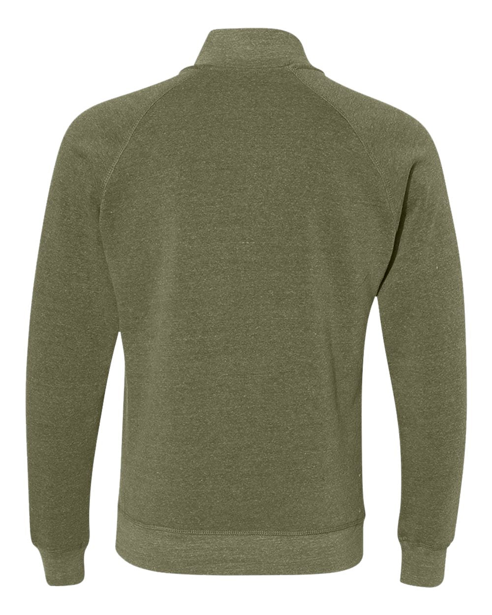 Men's Triblend Quarter-Zip Sweatshirt - Back - B33028648 - Olive Triblend