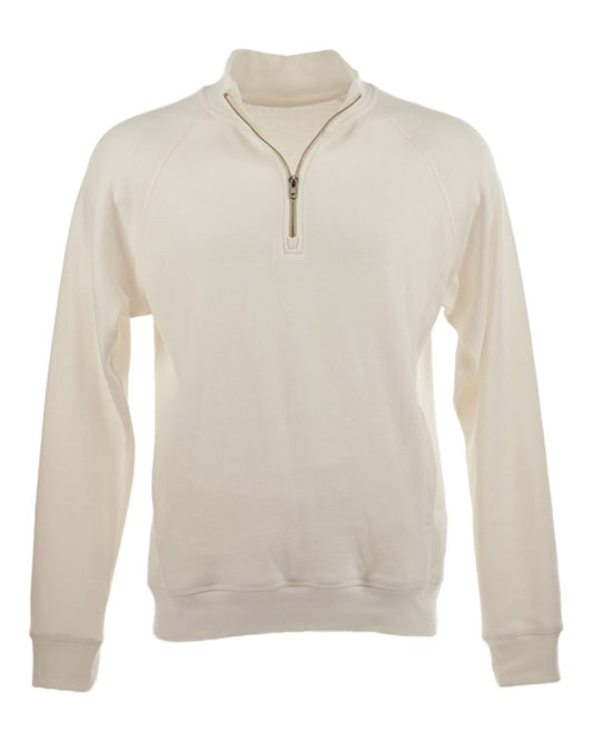 Men's Triblend Quarter-Zip Sweatshirt - Front - B33028008 - Antique White