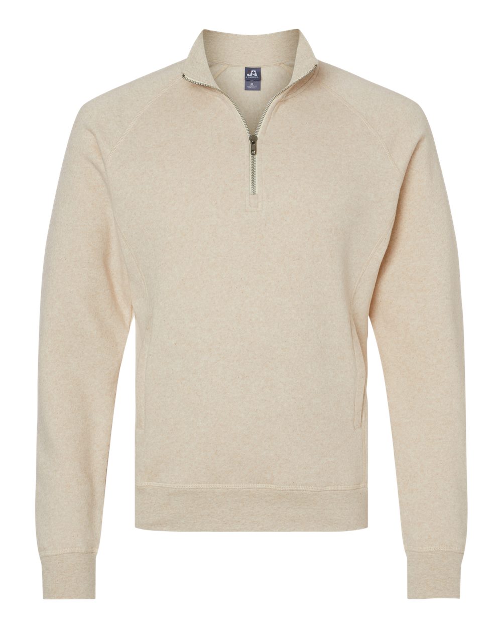 Men's Triblend Quarter-Zip Sweatshirt - Front - B33028368 - Oatmeal Triblend