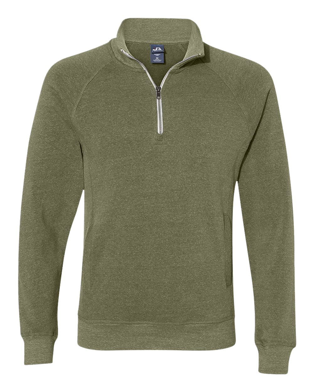 Men's Triblend Quarter-Zip Sweatshirt - Front - B33028648 - Olive Triblend