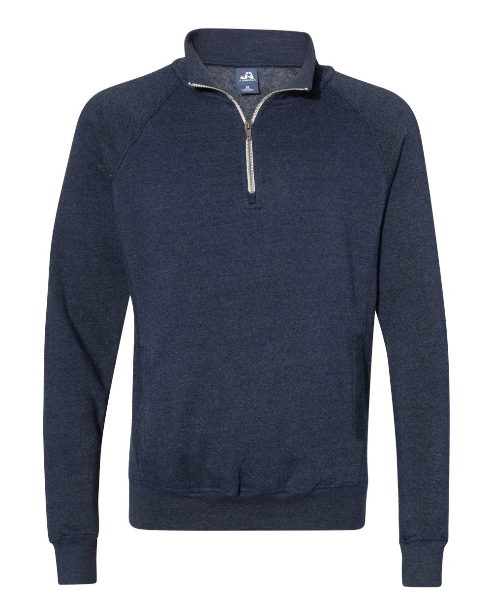 Men's Triblend Quarter-Zip Sweatshirt - Front - B33028658 - True Navy Triblend