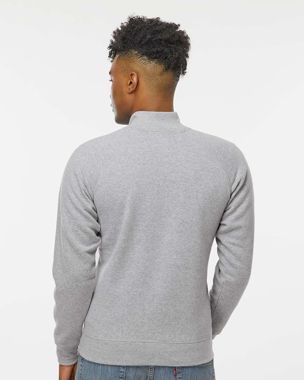 Men's Triblend Quarter-Zip Sweatshirt - OnModelBack - B33028358 - Grey Triblend
