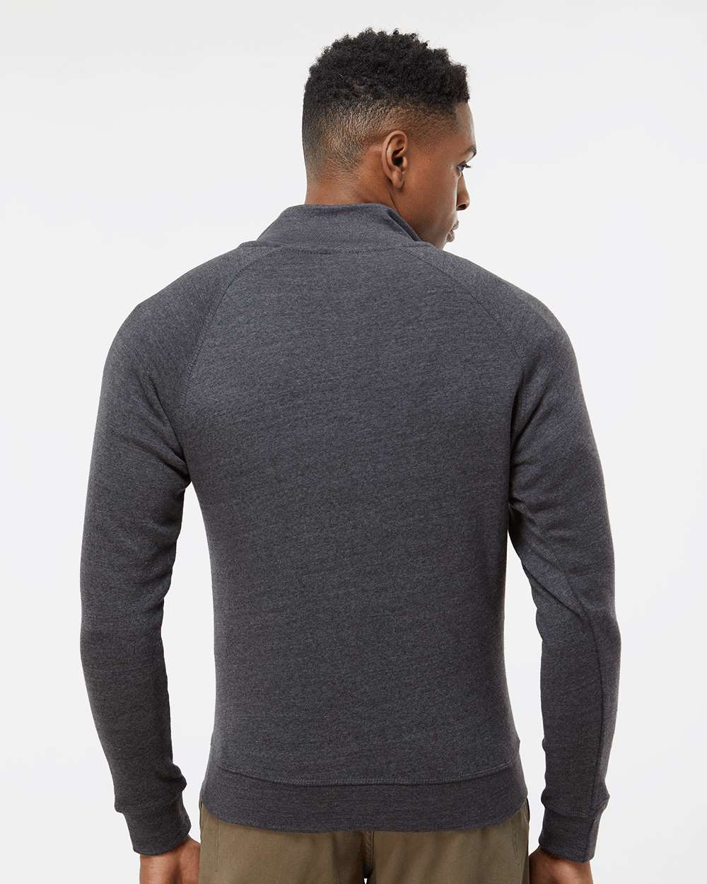 Men's Triblend Quarter-Zip Sweatshirt - OnModelBack - B33028508 - Black Triblend