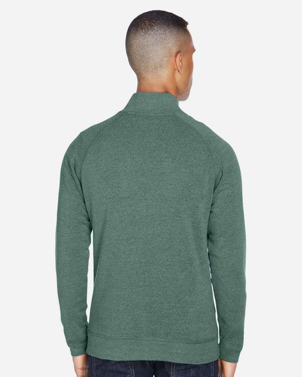 Men's Triblend Quarter-Zip Sweatshirt - OnModelBack - B33028548 - Balsam Triblend