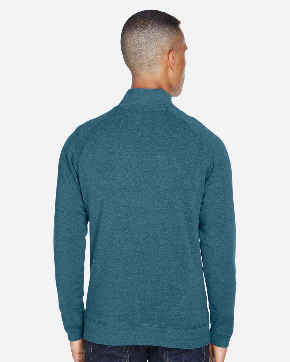 Men's Triblend Quarter-Zip Sweatshirt - OnModelBack - B33028598 - Storm Triblend