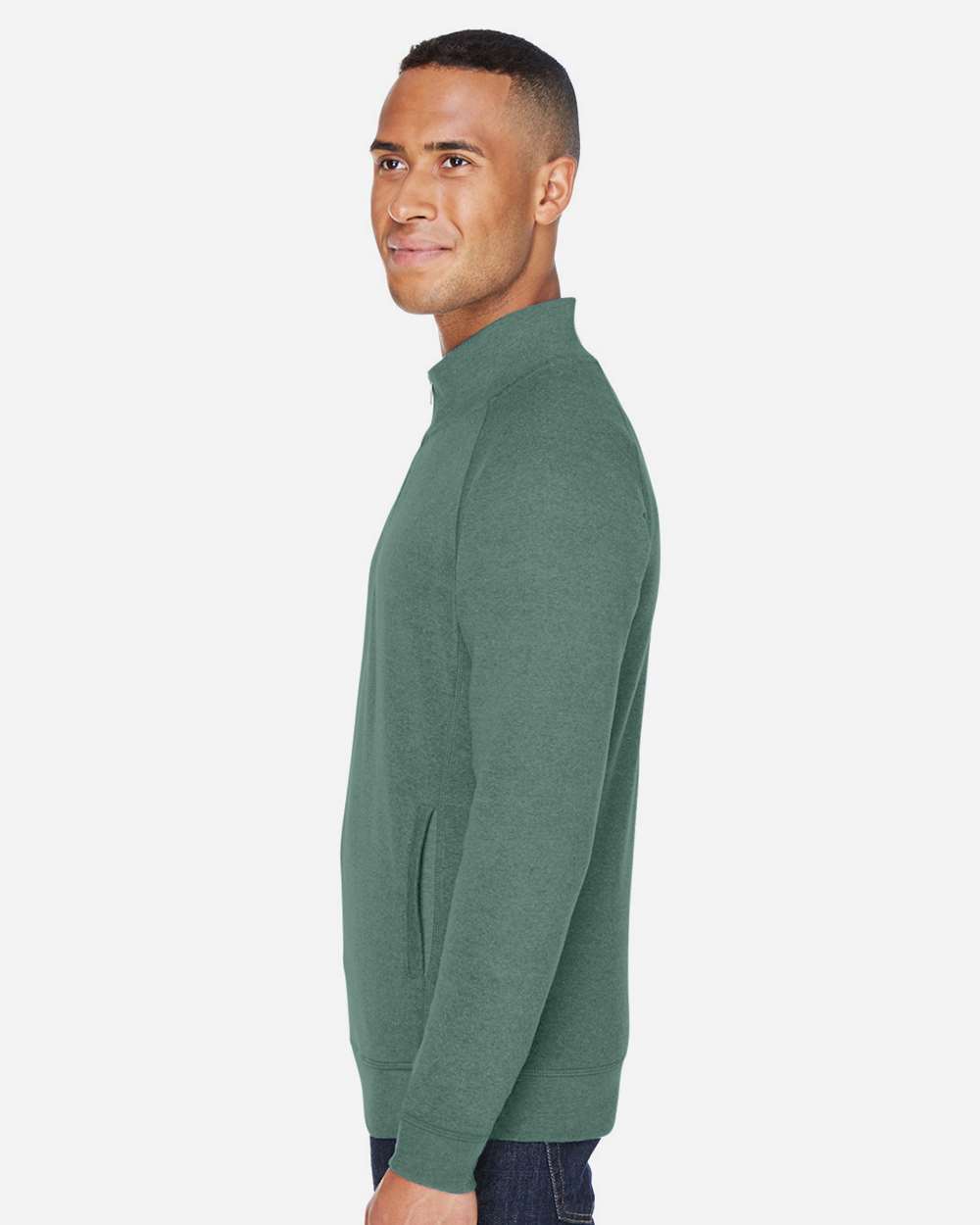 Men's Triblend Quarter-Zip Sweatshirt - OnModelSide - B33028548 - Balsam Triblend