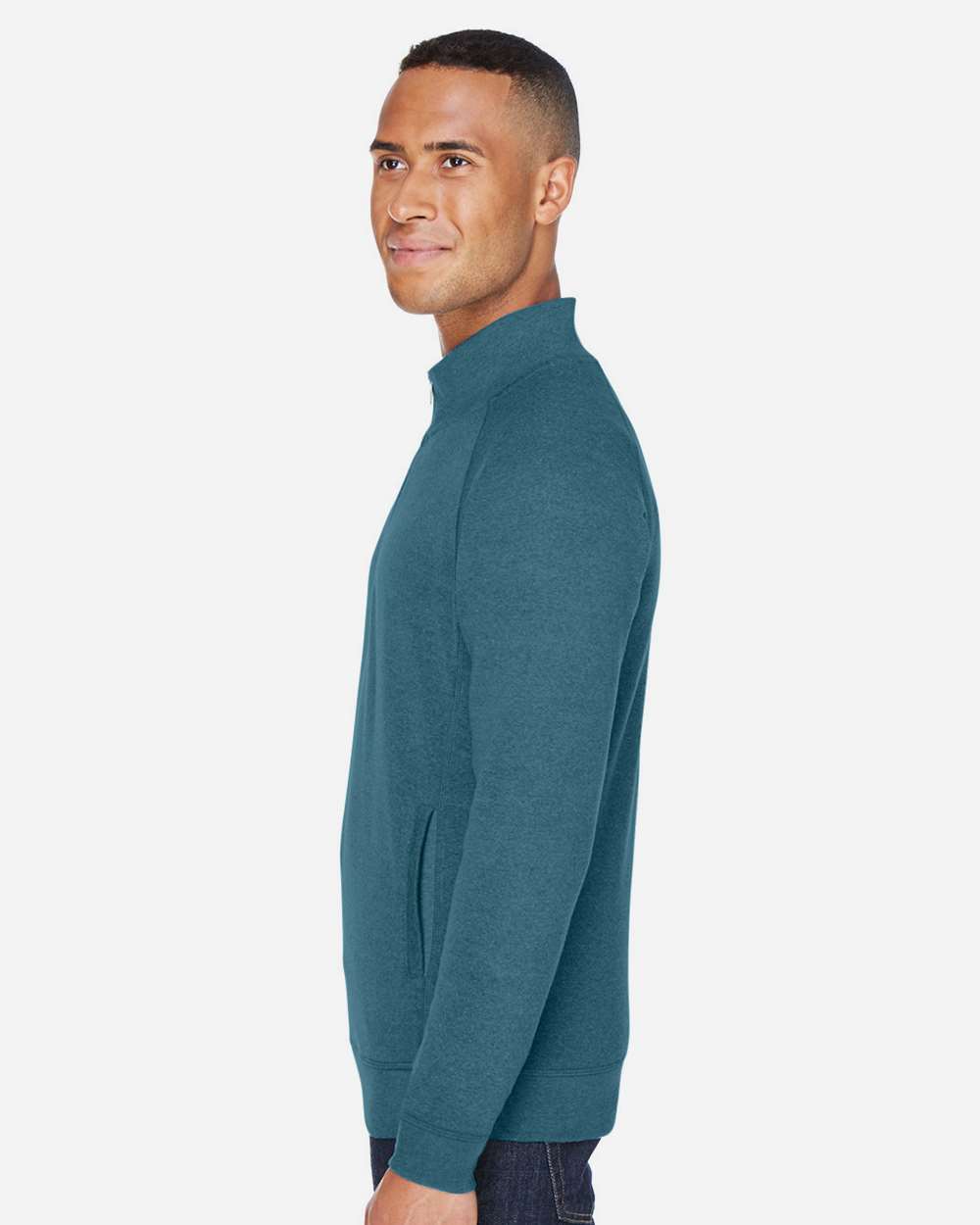 Men's Triblend Quarter-Zip Sweatshirt - OnModelSide - B33028598 - Storm Triblend
