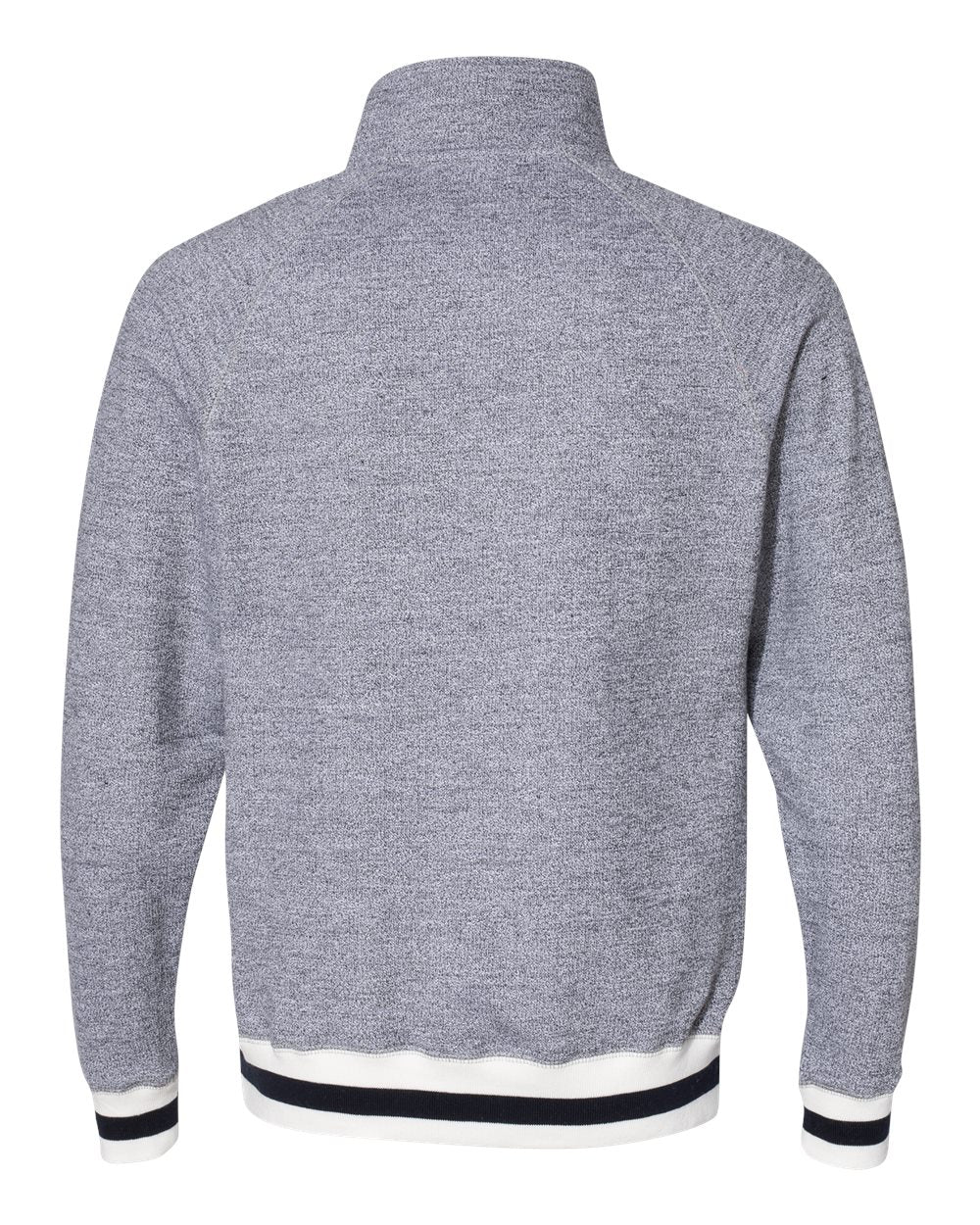 Men's Peppered Fleece Quarter-Zip Sweatshirt - Back - B33428103 - Pepper/ Navy