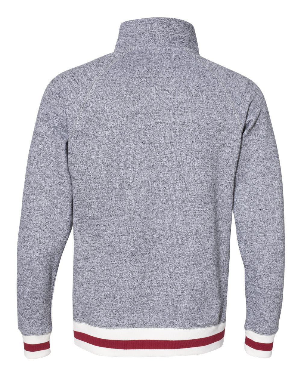 Men's Peppered Fleece Quarter-Zip Sweatshirt - Back - B33428113 - Pepper/ Red