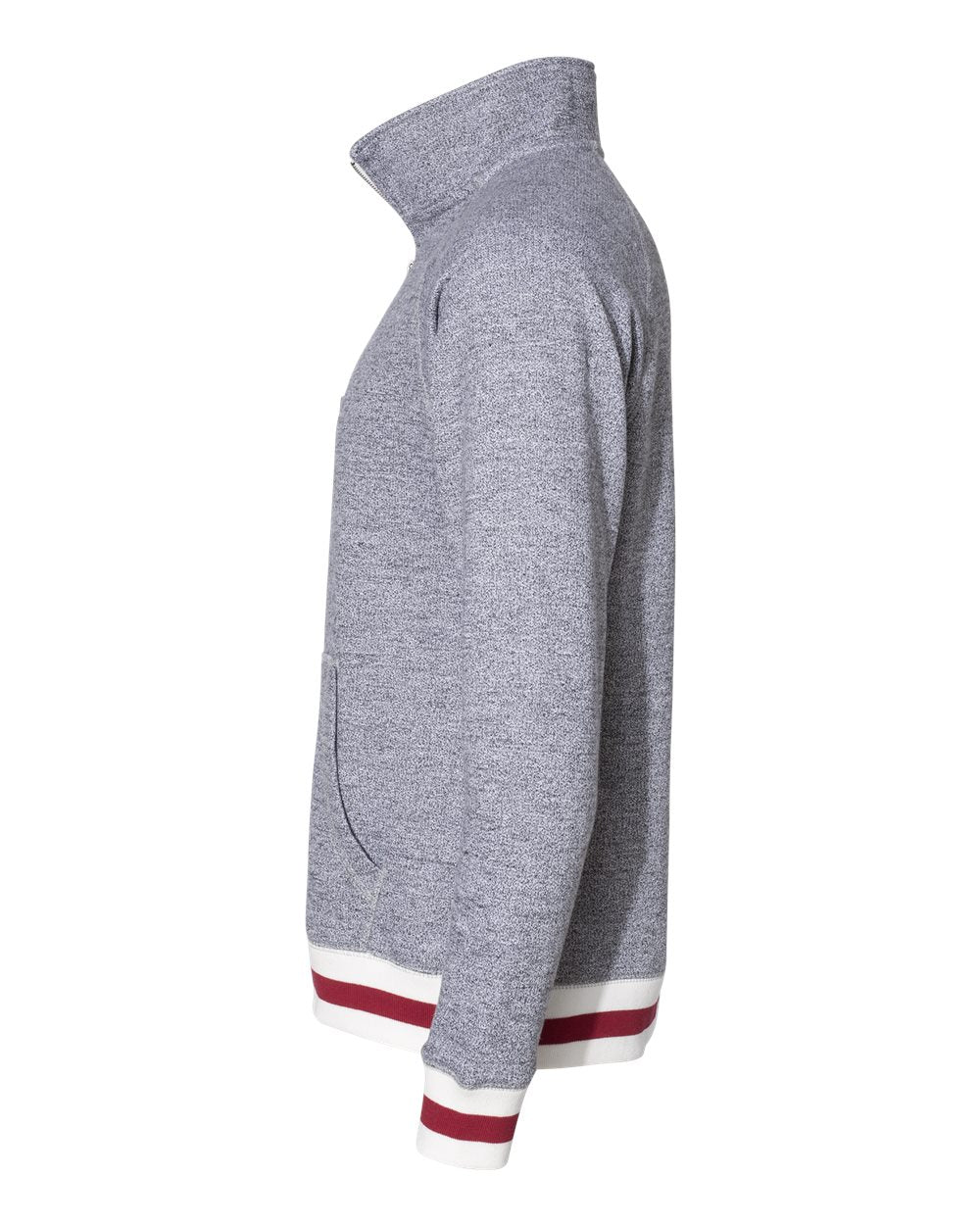 Men's Peppered Fleece Quarter-Zip Sweatshirt - DirectSide - B33428113 - Pepper/ Red