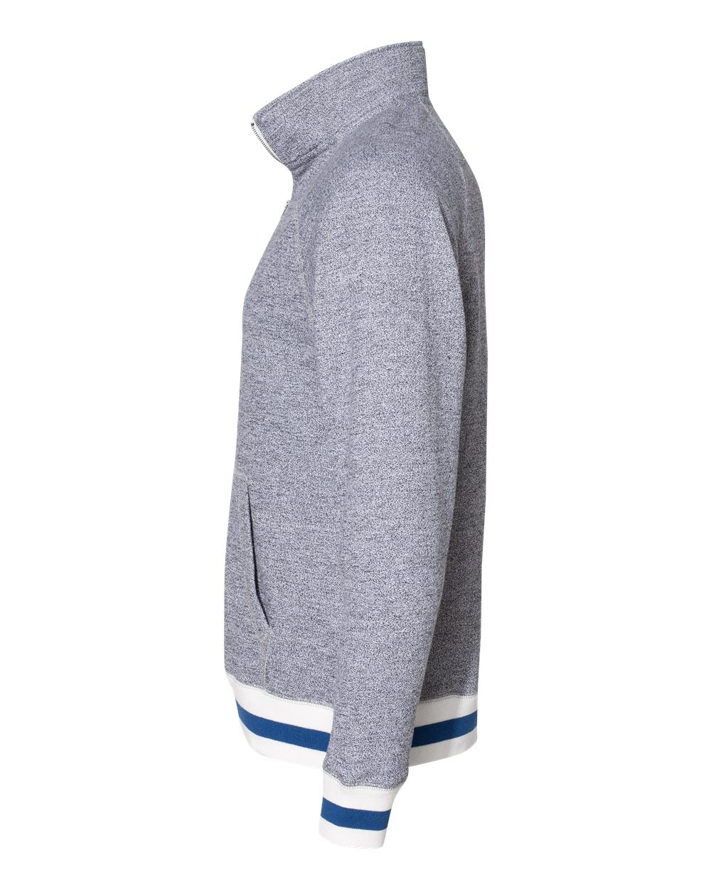 Men's Peppered Fleece Quarter-Zip Sweatshirt - DirectSide - B33428123 - Pepper/ Royal