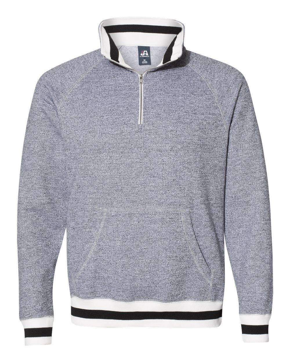 Men's Peppered Fleece Quarter-Zip Sweatshirt - Front - B33428093 - Pepper/ Black