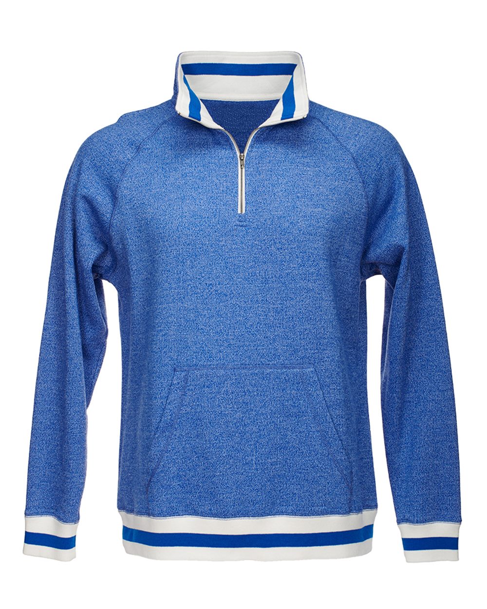 Men's Peppered Fleece Quarter-Zip Sweatshirt - Front - B33428643 - Royal Pepper