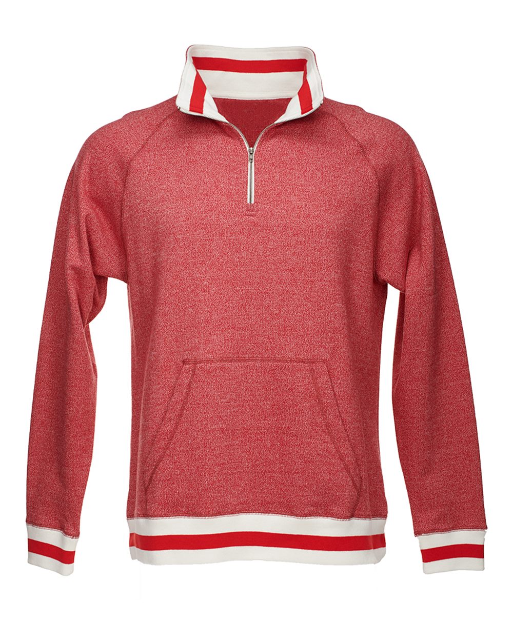 Men's Peppered Fleece Quarter-Zip Sweatshirt - Front - B33428717 - Red Pepper