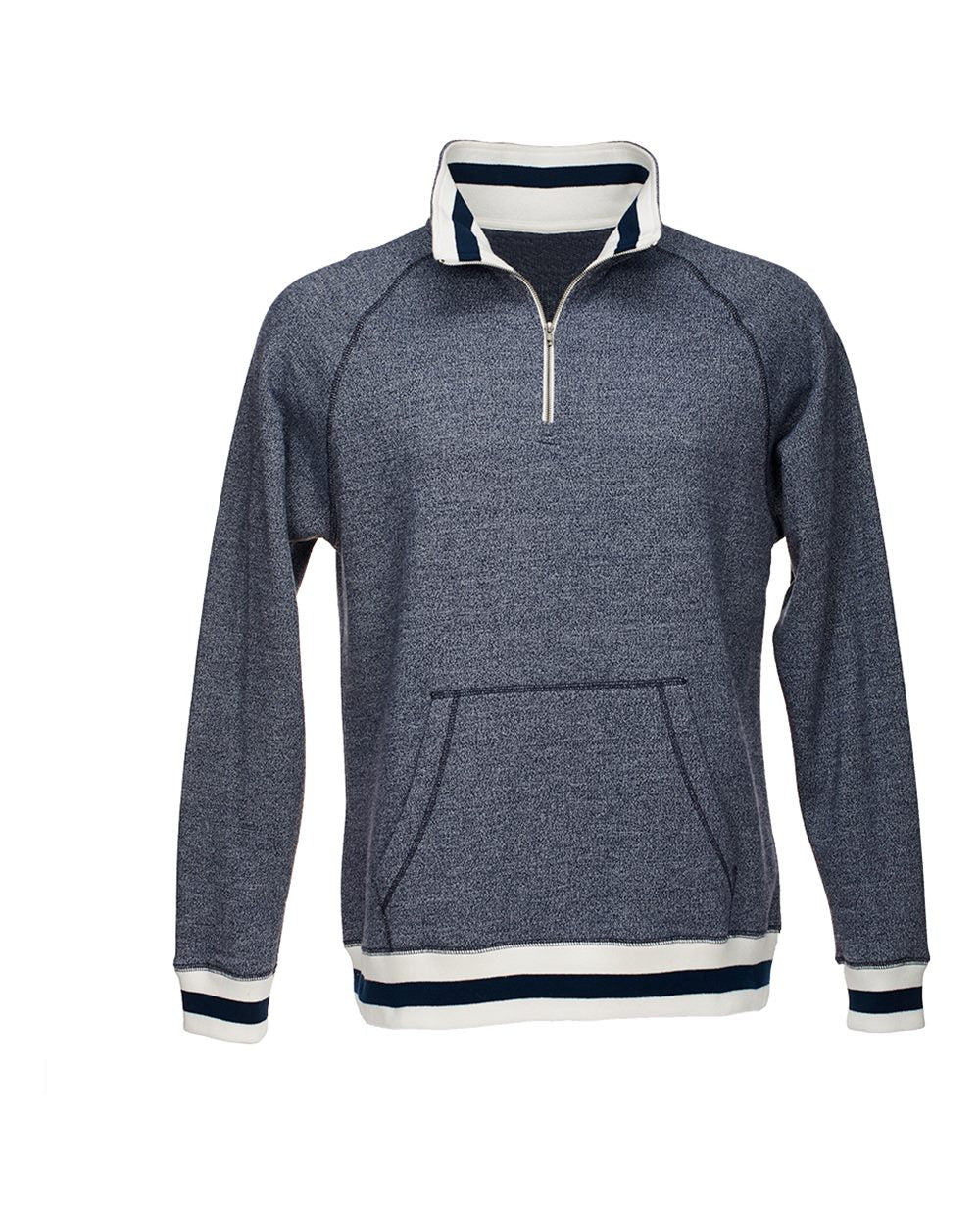 Men's Peppered Fleece Quarter-Zip Sweatshirt - Front - B33428764 - Navy Pepper